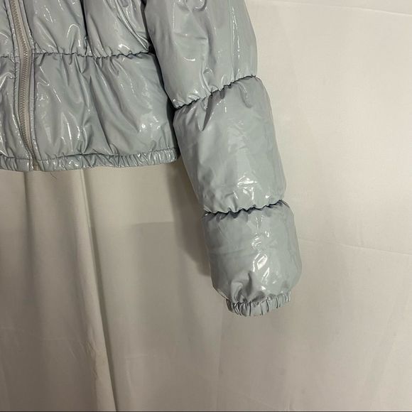 Blue and Silver Bomber Jacket with Shiny Finish - Picture 2 of 6